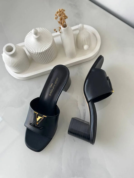 Elegant Calf Leather Mules - Faizah Outlet