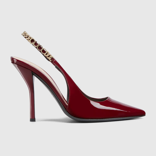 Luxury Patent Leather Chain-Link Pumps - Faizah Outlet