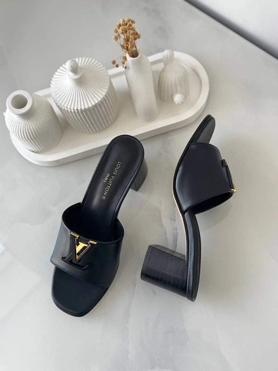 Elegant Calf Leather Mules - Faizah Outlet