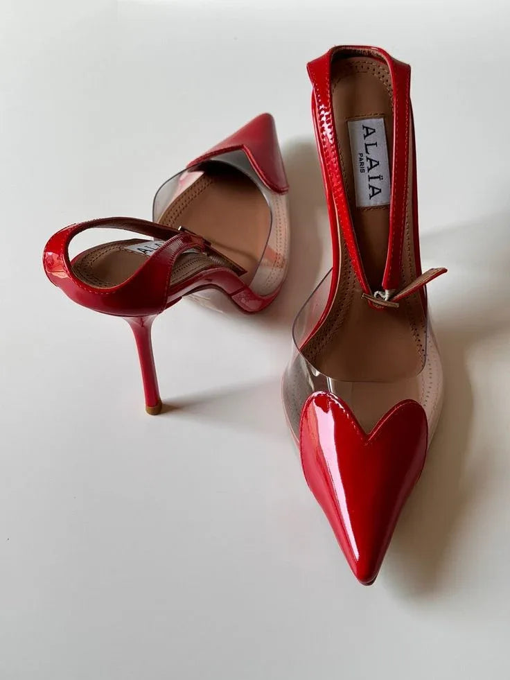 Sculpted Leather Heels - Faizah Outlet