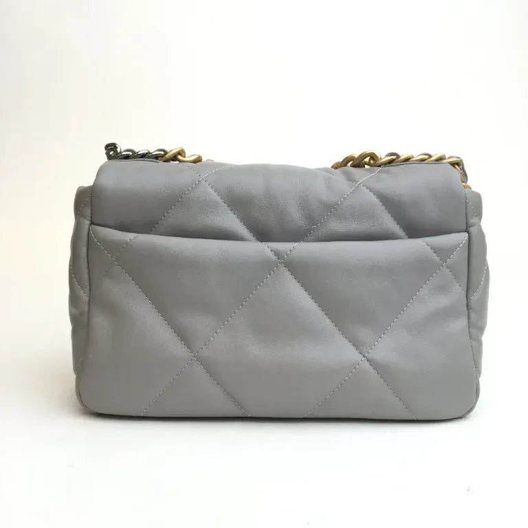Medium Grey Lambskin 19 Flap Bag - Faizah Outlet