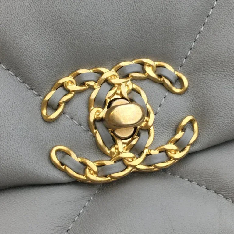 Medium Grey Lambskin 19 Flap Bag - Faizah Outlet