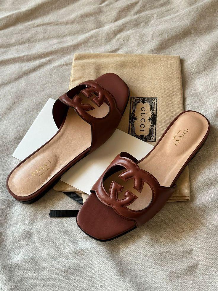 Stylish Cut-Out Leather Slide Sandals - Faizah Outlet