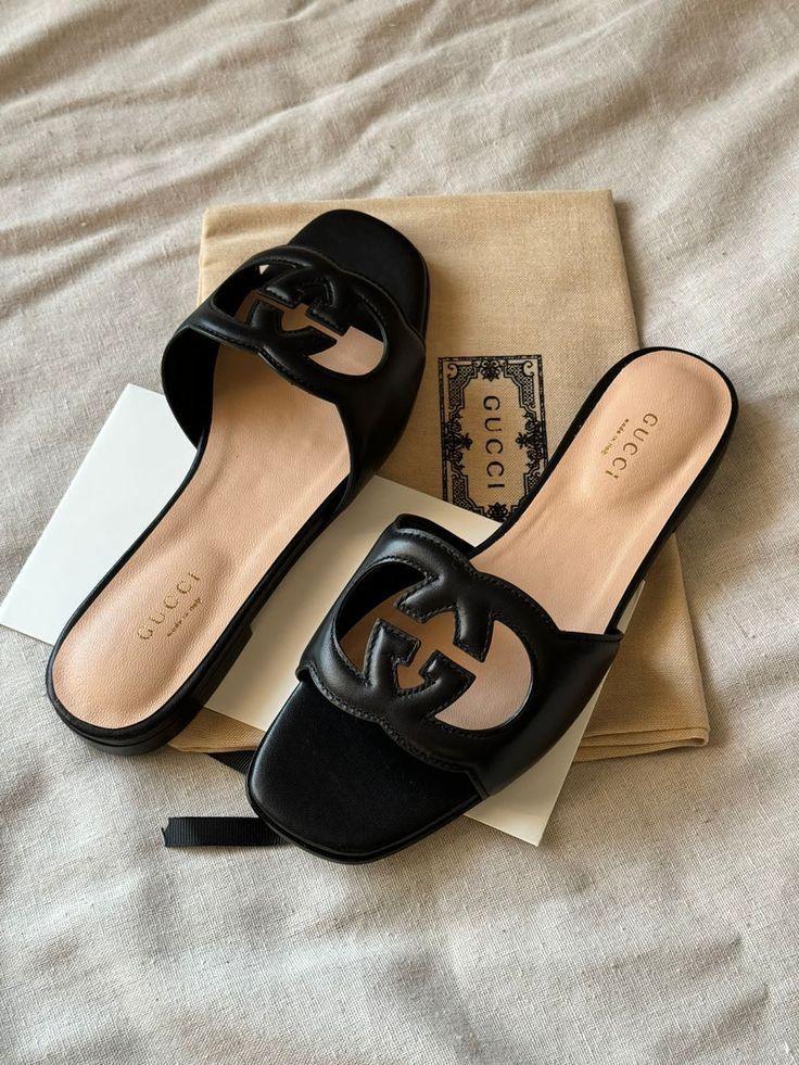 Stylish Cut-Out Leather Slide Sandals - Faizah Outlet