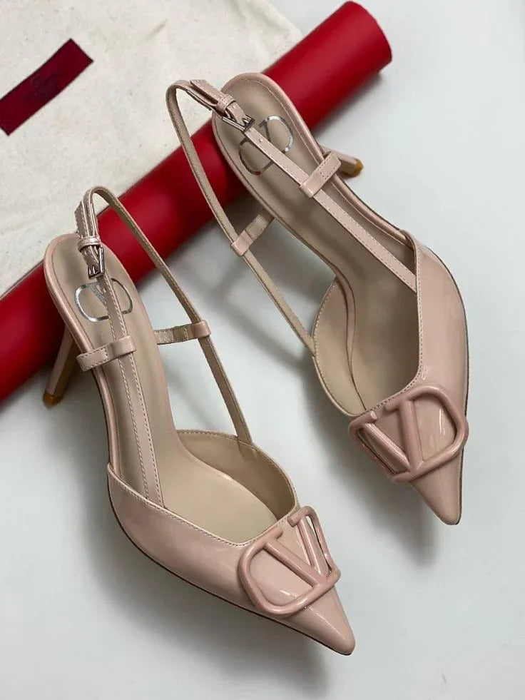 Studded Leather Heels - Faizah Outlet