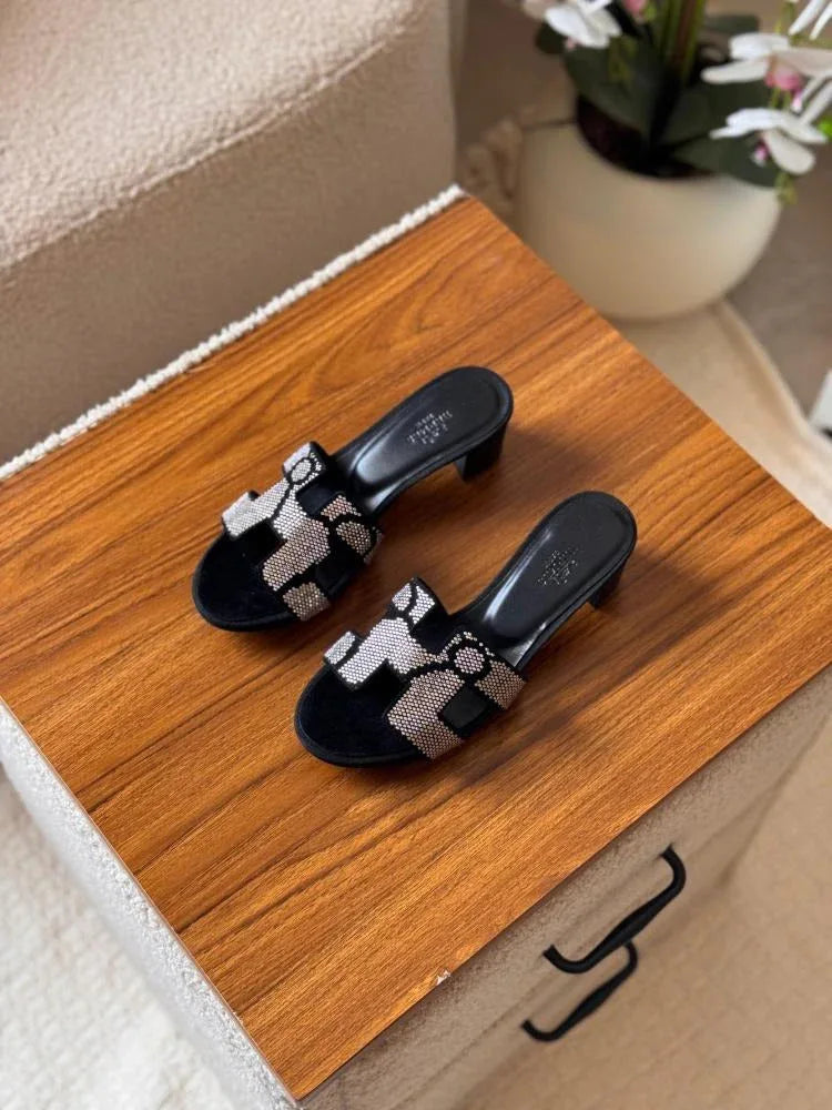 Rhinestone Slide Heels - Faizah Outlet