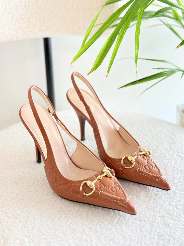 Horsebit Monogram GG Back Belt Heels - Faizah Outlet