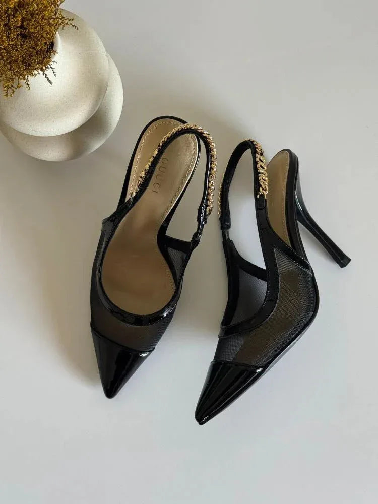 Mesh High Heel Slingbacks - Faizah Outlet