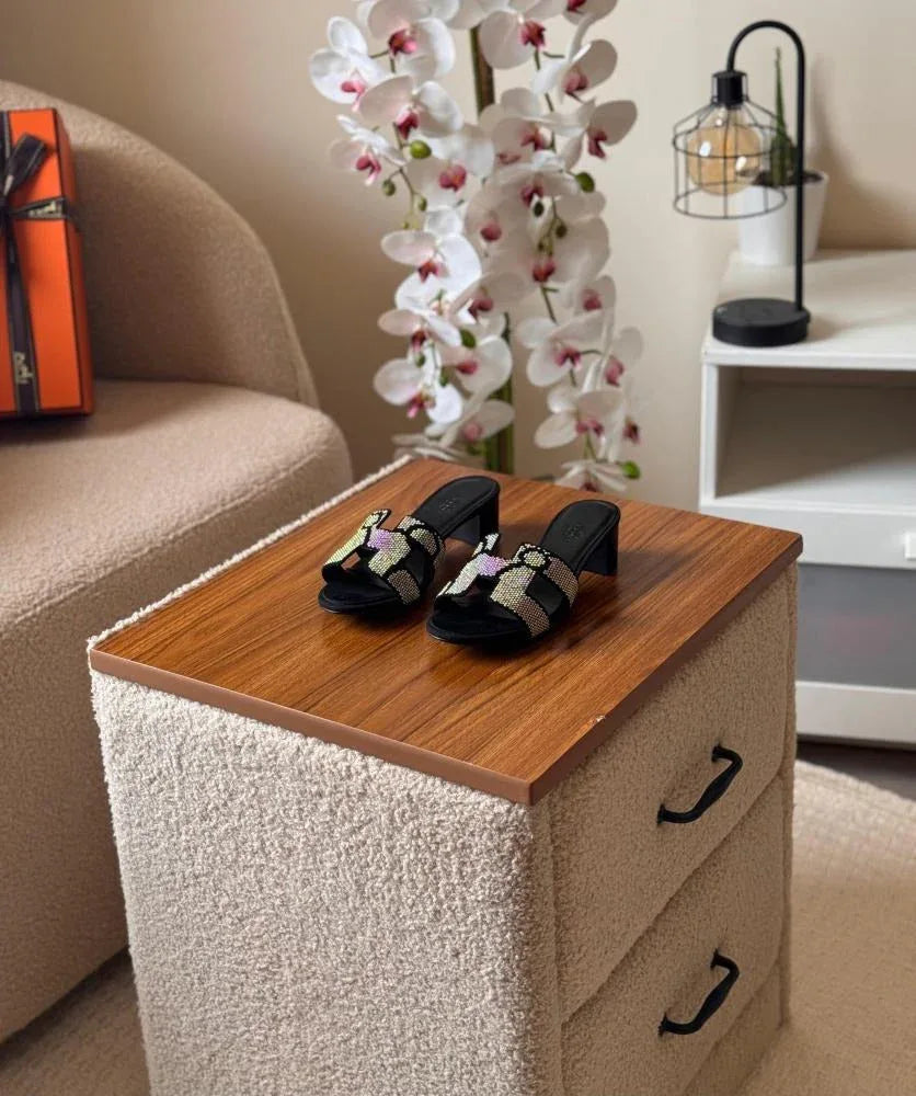 Rhinestone Slide Heels - Faizah Outlet