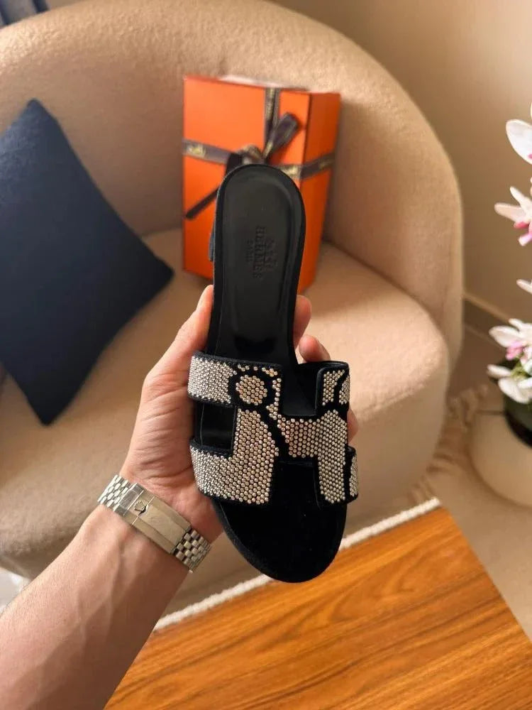 Rhinestone Slide Heels - Faizah Outlet