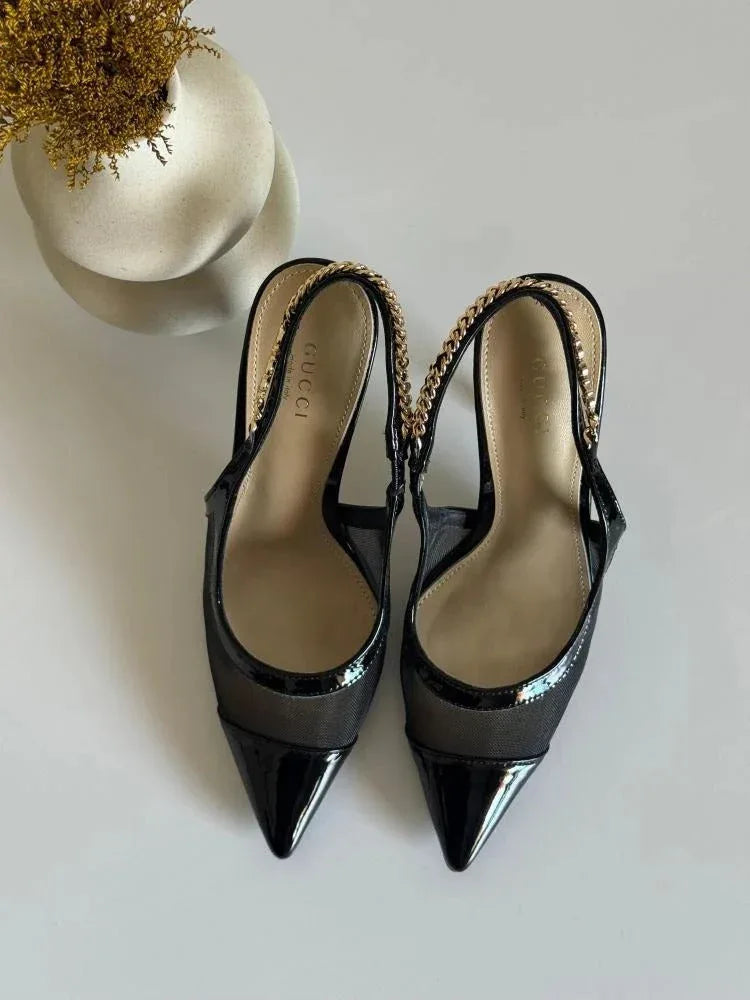 Mesh High Heel Slingbacks - Faizah Outlet