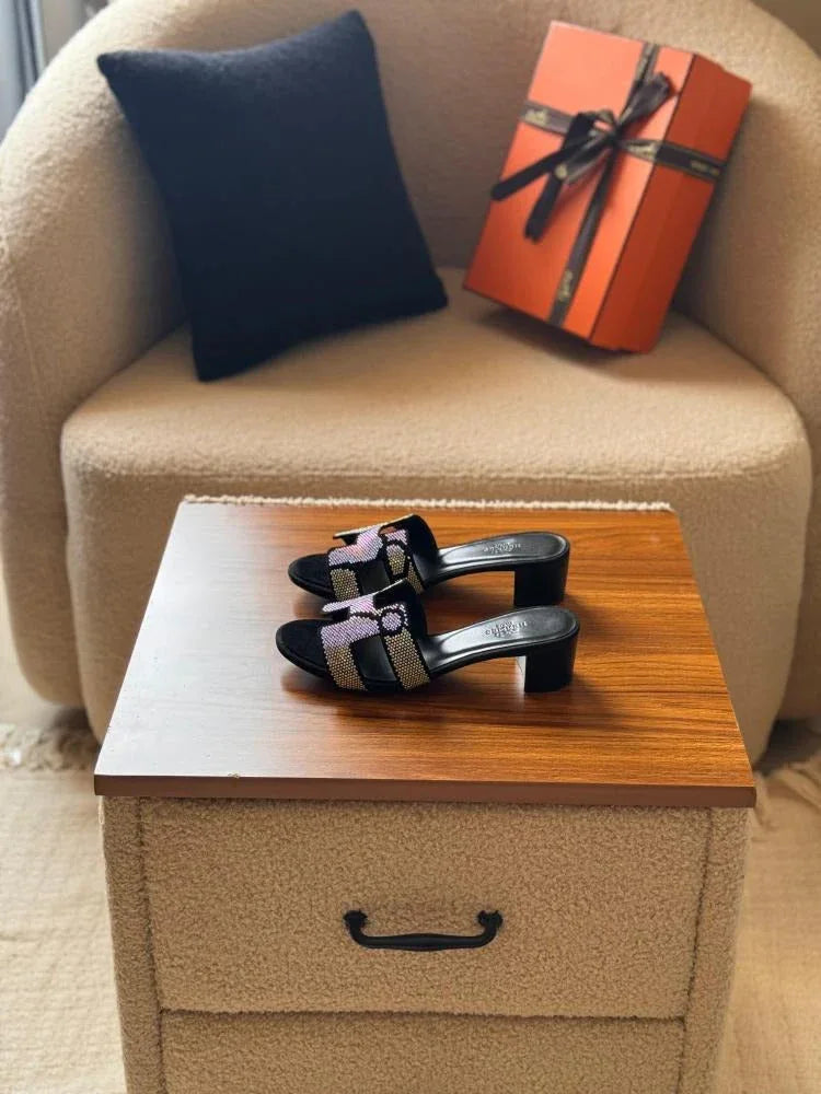 Rhinestone Slide Heels - Faizah Outlet